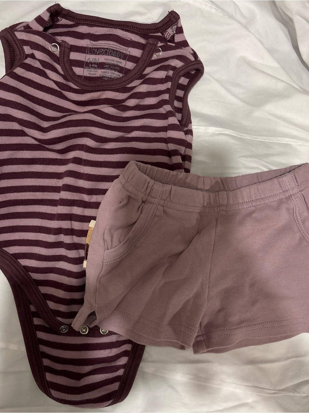 L'ovedbaby Striped Mauve & Dusty Rose Shorts Set
